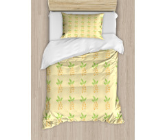 Watercolor Pineapple Duvet Cover Set