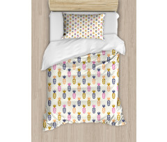 Pineapples with Polka Dots Duvet Cover Set