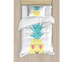 Heart Eyes Pineapple Duvet Cover Set