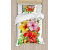 Colorful Hibiscus Blooming Duvet Cover Set