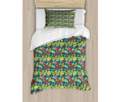 Colorful Bedding Plants Duvet Cover Set