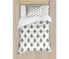 Graphic Bees Dots Pattern Duvet Cover Set