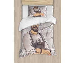 Muscular Barber Man Duvet Cover Set