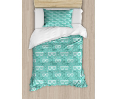 Silhouette Doodle Glasses Duvet Cover Set