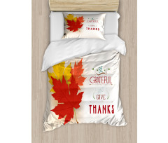 Maple Leaves with Phrase Duvet Cover Set