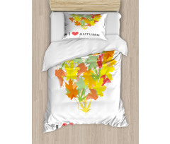 Maple Leaves with Heart Duvet Cover Set