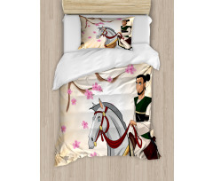 Medieval Man on a Horse Duvet Cover Set