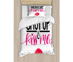 Lipstick Stain Lettering Duvet Cover Set