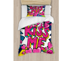 Retro Hearts Lipstick Duvet Cover Set