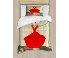 Lady in Red Dress Duvet Cover Set