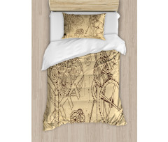 Hand-Drawn Machines Duvet Cover Set