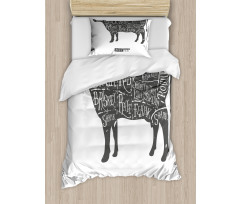 Hand-Drawn Butcher Cuts Duvet Cover Set