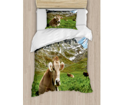 Alpine Mountain Milk Cow Duvet Cover Set