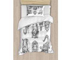 Hand-Drawn Zoo Animals Duvet Cover Set