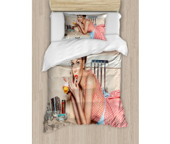 Girl Eating a Cake Duvet Cover Set