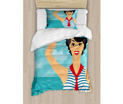 Smiling Sailor Girl Duvet Cover Set