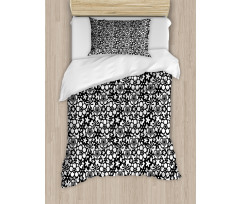 Monochrome Flower Petals Duvet Cover Set