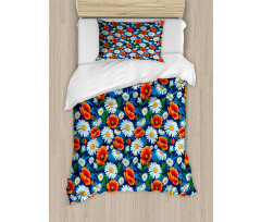 Vibrant Colored Poppies Duvet Cover Set
