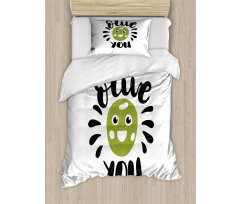 Olive You Funny Grunge Duvet Cover Set