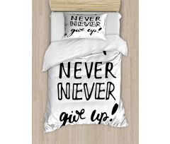 Never Give up Motivation Duvet Cover Set