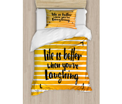 Always Laugh Striped Duvet Cover Set