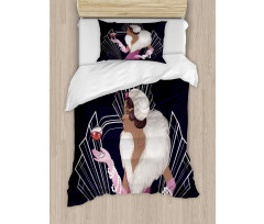 Fur Collar Lady Duvet Cover Set