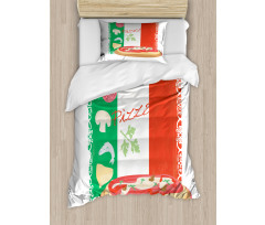 Italian Cuisine and Flag Duvet Cover Set