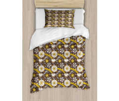 Dry Lotus Flower Design Duvet Cover Set