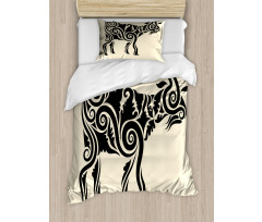 Tribal Waves Curves Tattoo Duvet Cover Set