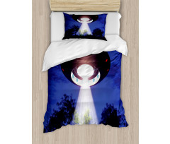 Night Scenery with Aliens Space Duvet Cover Set