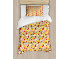 Graphic Pizza Toppings Duvet Cover Set