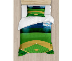 Cartoonish Field Stadium Duvet Cover Set