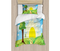 Hills Sunrise Landscape Duvet Cover Set