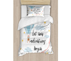 Air Balloon Sky Words Duvet Cover Set