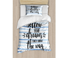 Calligraphy on Stripe Duvet Cover Set