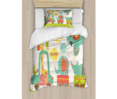 Train with Jungle Animals Duvet Cover Set