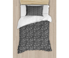 Boho Folk Geometric Maze Duvet Cover Set