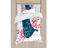 Sparrow with Foliage Duvet Cover Set