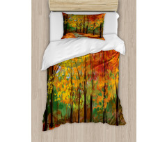 North Woods with Leaves Duvet Cover Set