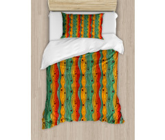 Wavy Vertical Lines Retro Duvet Cover Set