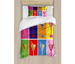 Colorful Martini Glass Duvet Cover Set