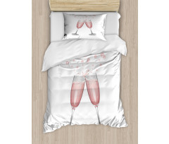 Glasses with Blush Drink Duvet Cover Set