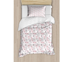 Pink Abstract Doodle Style Duvet Cover Set