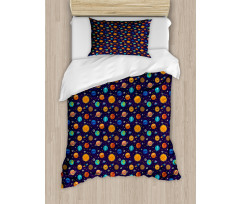 Cheerful Planets and Rockets Duvet Cover Set