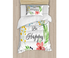 Watercolor Floral Wreath Duvet Cover Set