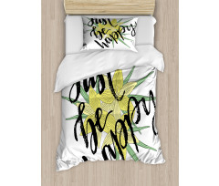 Yellow Blossoms Leaves Duvet Cover Set