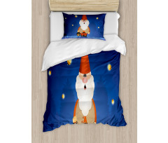 Elf at Night with a Lantern Duvet Cover Set