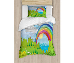Landscape with Rainbow Clouds Duvet Cover Set