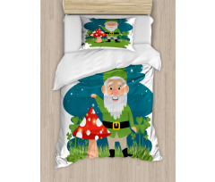 Elf with Mushroom in Forest Duvet Cover Set