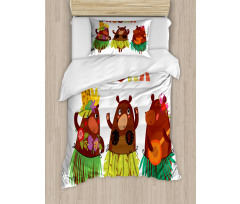 Funny Bears in Hawaii Duvet Cover Set